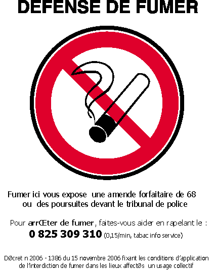 Panneau alu interdiction de fumer avec décret - Promociel