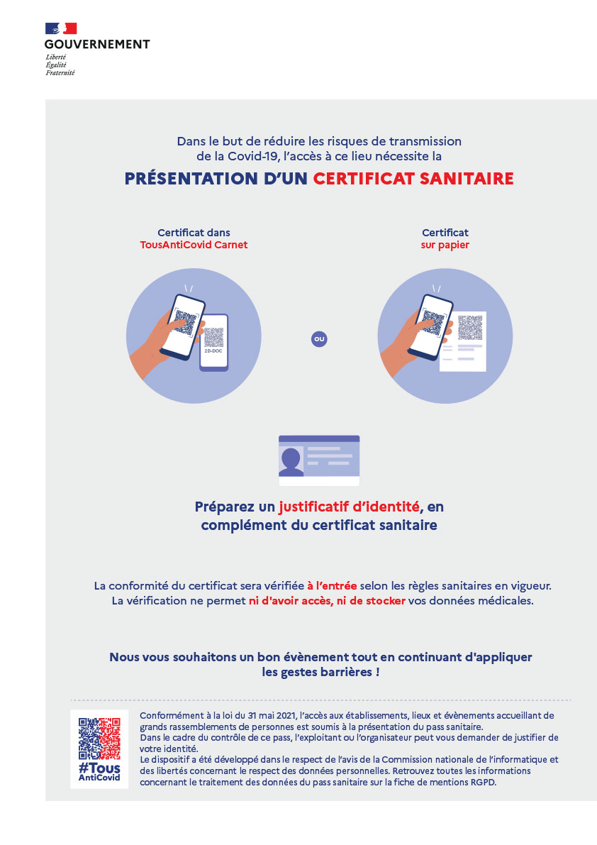 Autocollant présentation d'un certificat sanitaire officiel 40 x 30 cm - Promociel