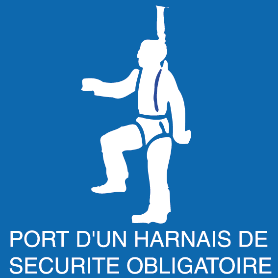 Panneau alu port d'un harnais de sécurité obligatoire - Promociel