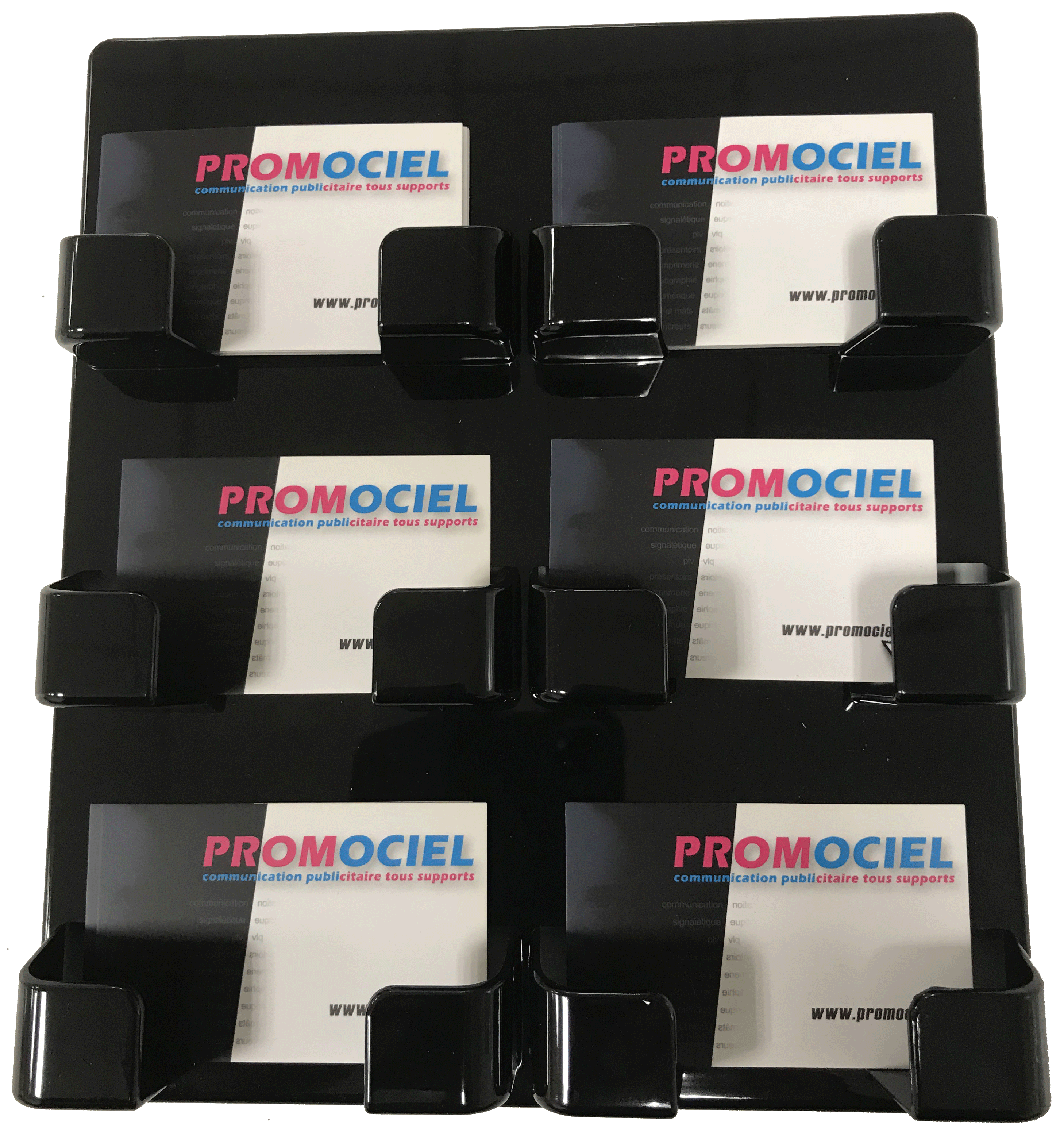 Porte cartes de visite mural noir 6 compartiments ppmurblk6 - Promociel
