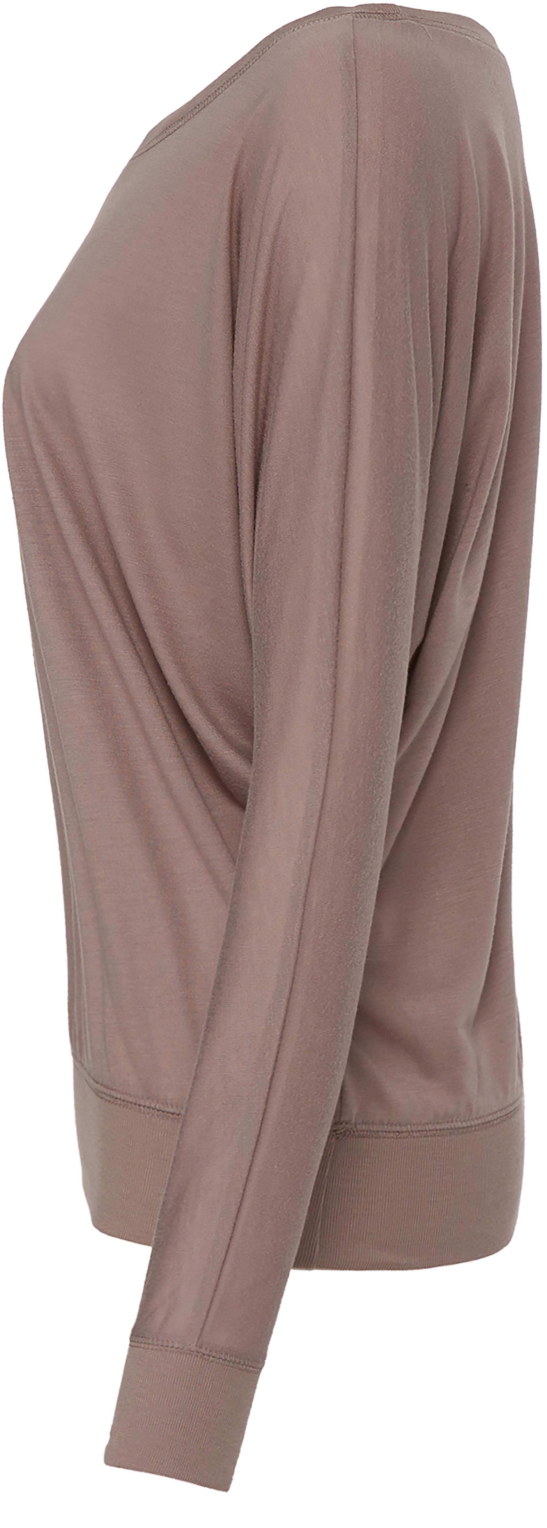 T-shirt femme flowy dolman manches longues be8850 - pebble brown - l - Promociel