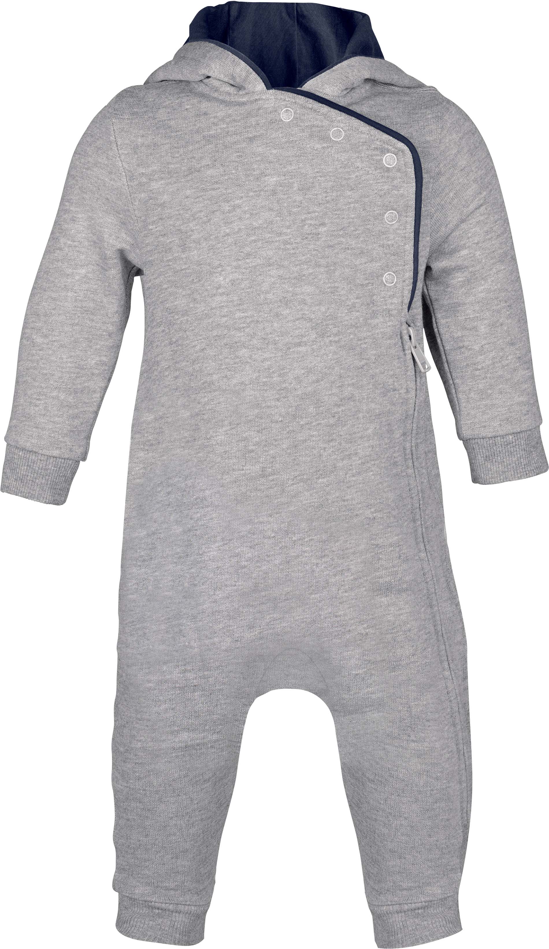 Grenouillère bébé avec capuche k830 - oxford grey / navy - Promociel