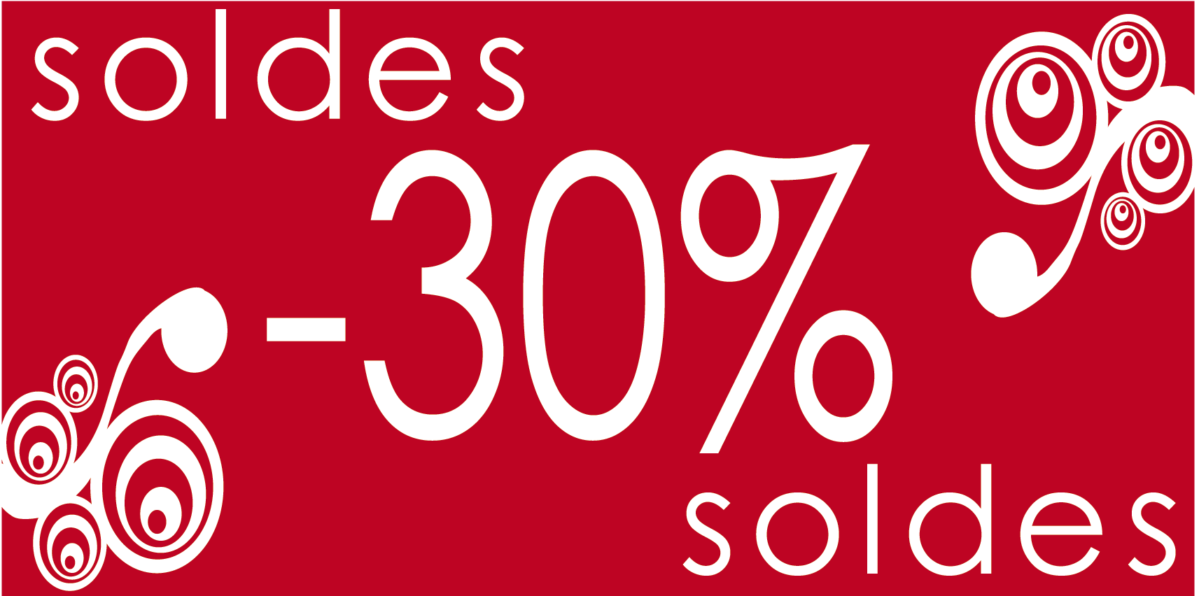 Autocollant soldes -30 % baroque 60 x 30 cm - Promociel