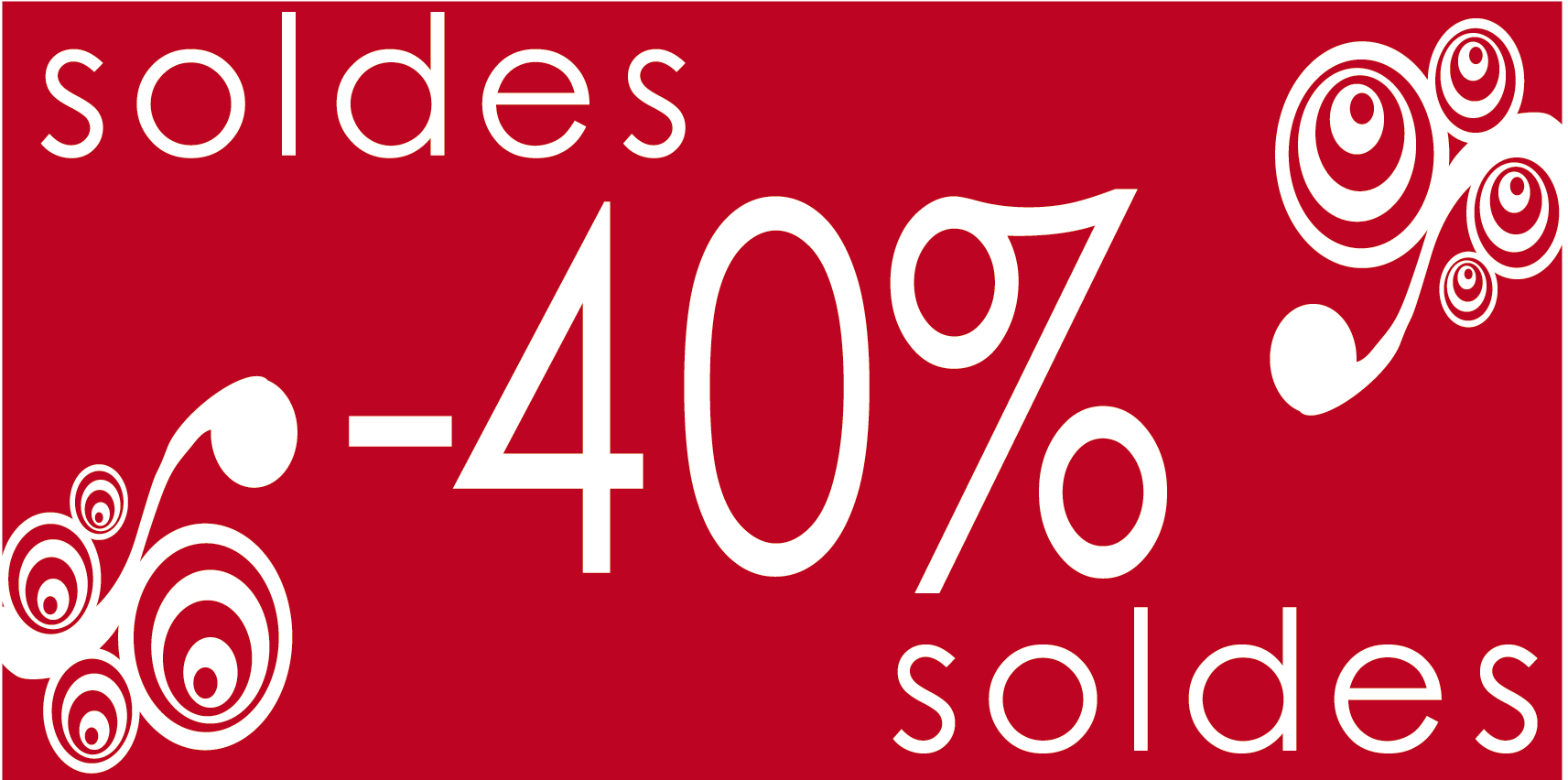 Autocollant soldes -40 % baroque 60 x 30 cm - Promociel