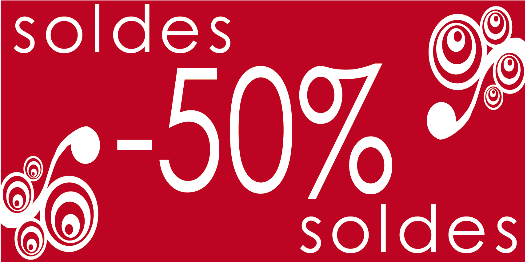 Affiche soldes -50 % baroque 30 x 60 cm - Promociel