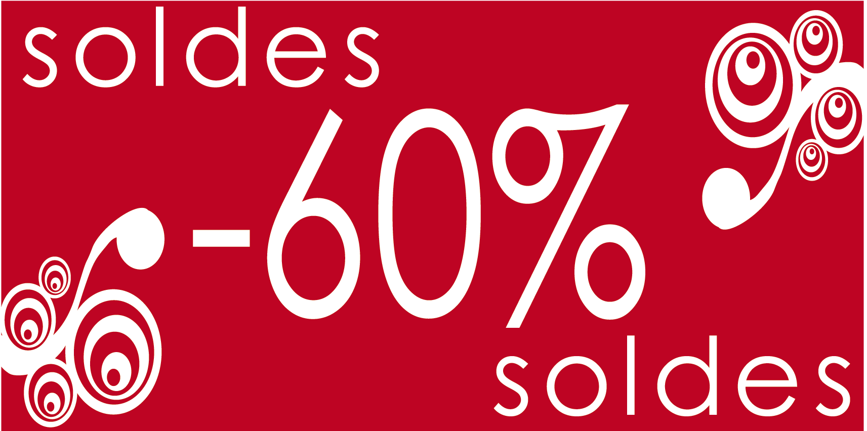 Autocollant soldes -60 % baroque 60 x 30 cm - Promociel