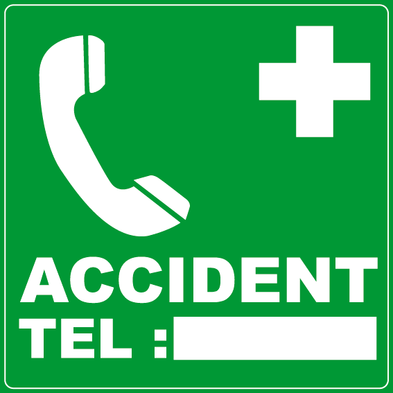 Autocollant t&eacute;l&eacute;phone en cas d'accident - Promociel