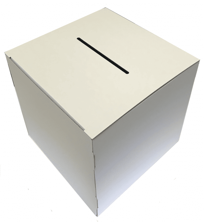 Urne carton blanche vierge 30 x 30 x 30 cm - Promociel