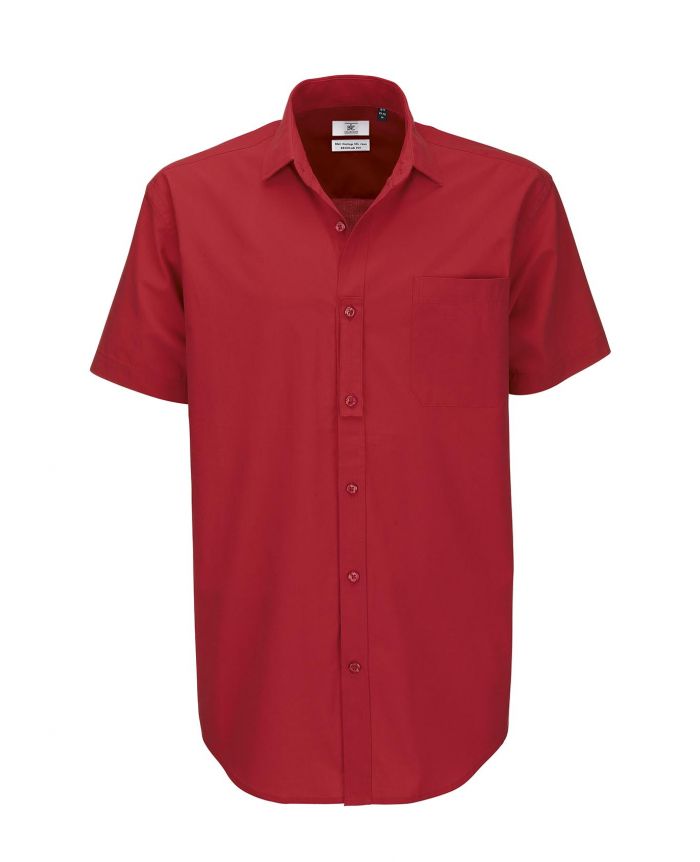 Chemise rouge manche sale courte