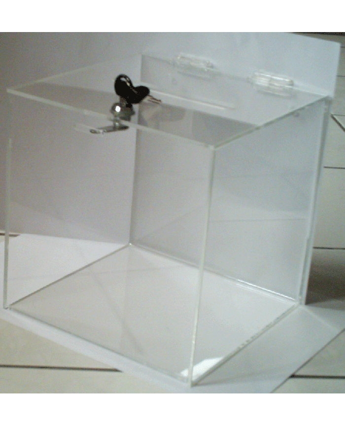 Urnes Cube en plexiglas transparent avec clé