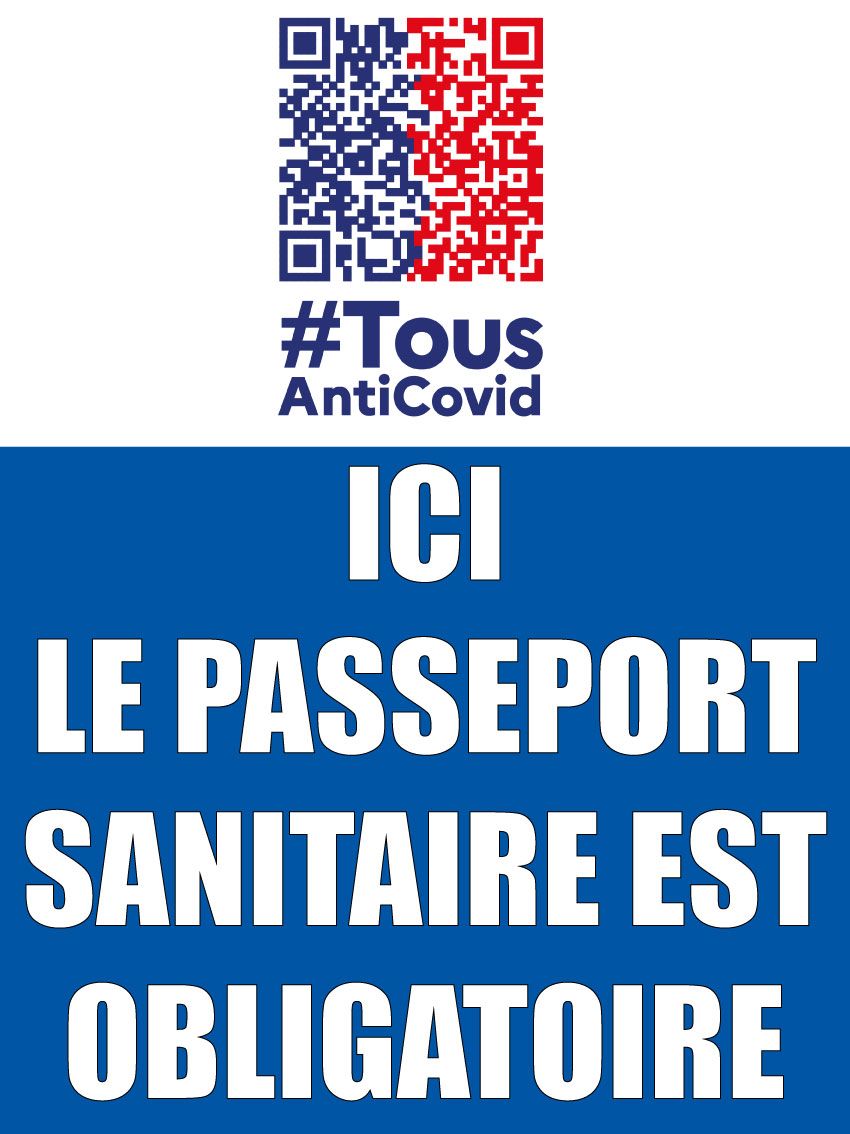 Autocollant 'Ici le passeport sanitaire est obligatoire"