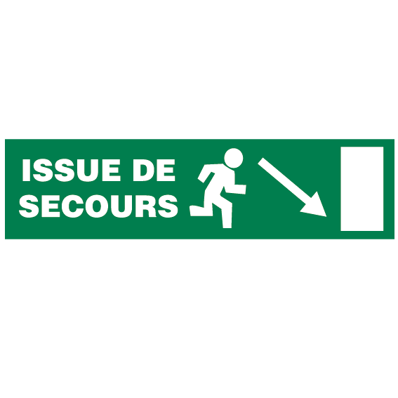 Panneau issue de secours en PVC en vente chez Promociel