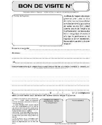 Carnet de 50 bons de visite duplicata