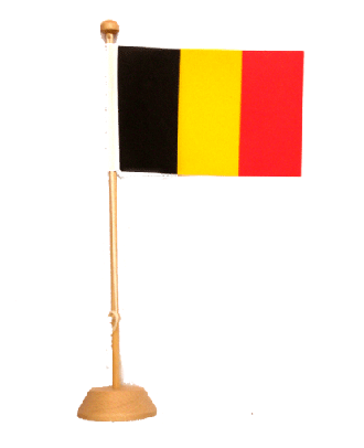 Drapeau de table Belgique en bois vernis