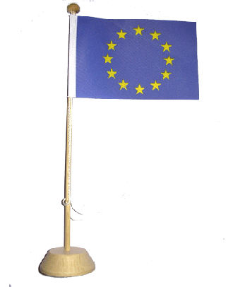 Drapeau de table Europe en bois vernis