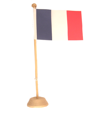 Drapeau de table France en bois vernis