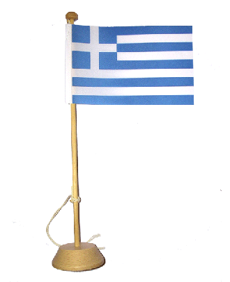 Drapeau de table Grèce en bois vernis
