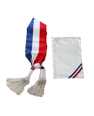 Echarpe tricolore argent d'adjoint au Maire 180 cm avec housse satin