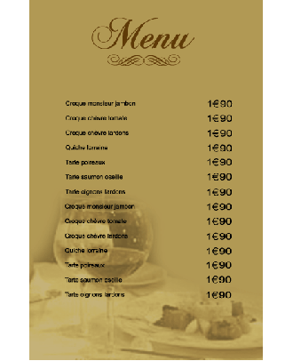 Menus de restaurant