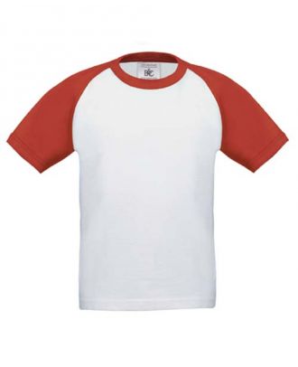 T-shirt baseball kids blanc et rouge