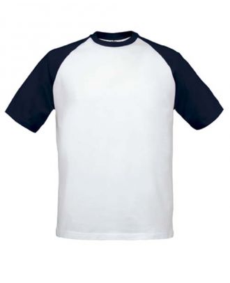 T-shirts baseball blanc bleu