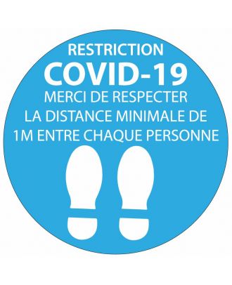 Autocollant de distance COVID-19 rouge pour sol