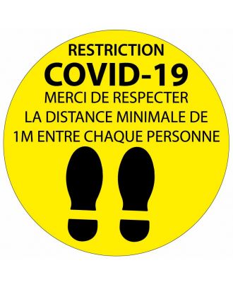 Autocollant de distance COVID-19 rouge pour sol