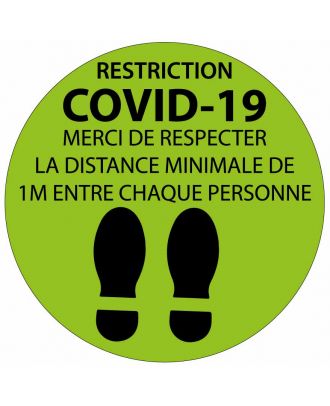 Autocollant de distance COVID-19 rouge pour sol