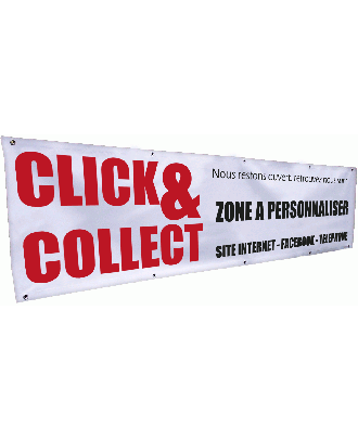 Banderole Click & Collect 3 x 0.8 m à personnaliser avec oeillets