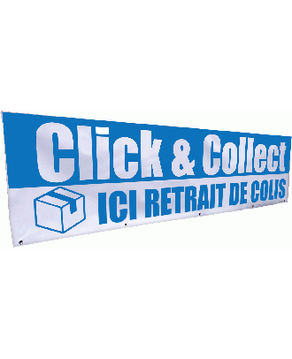 Banderole Click & Collect ici retrait de colis 3 x 0.8 m avec oeillet