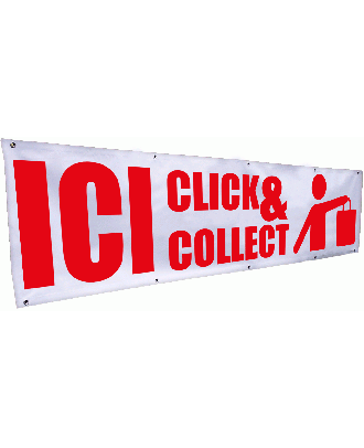 Banderole ici Click & Collect 3 x 0.8 m avec oeillets