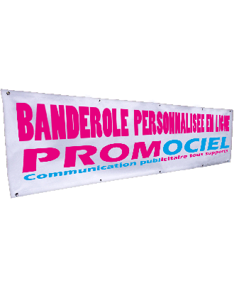 Banderole personnalisée 1 x 0.6 m sur bâche 380 grs/m²