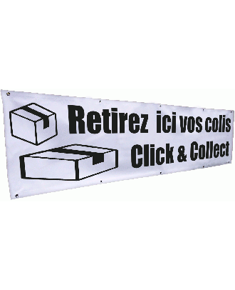 Banderole retirez ici vos colis Click & Collect 3 x 0.8 m avec oeillets