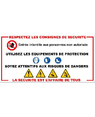 Panneau consignes de sécurité