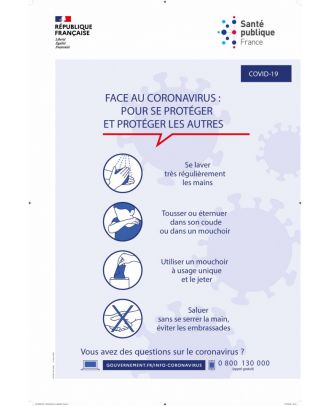 Panneau de prévention contre le Coronavirus 40 x 60 cm PVC - Panneaux Coronavirus : Promociel