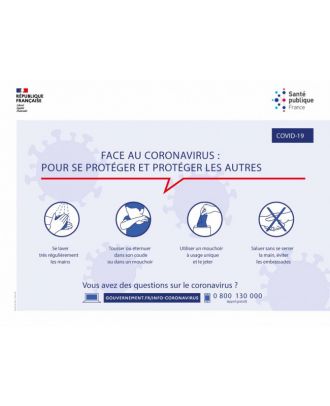 Autocollant Coronavirus Covid-19 officiel 40 x 30 cm