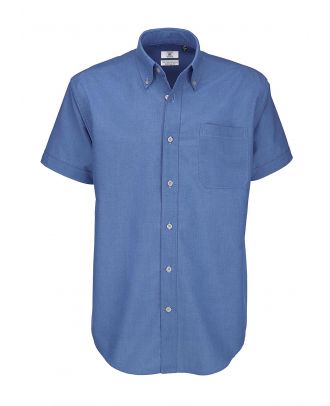 Chemise manches courtes Homme B&C Oxford bleue