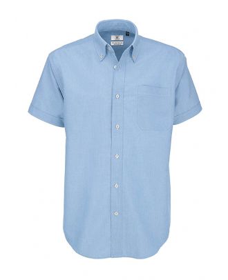 Chemise manches courtes Homme B&C Oxford bleu clair