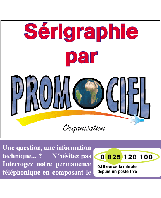 Sérigraphie 1 face 3 couleurs (de 251 à  500 pièces) par modèle