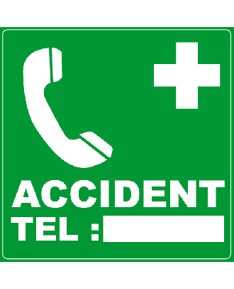 Panneau téléphone en cas d'accident PVC