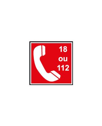 Panneau alu d'incendie téléphone 18 ou 112