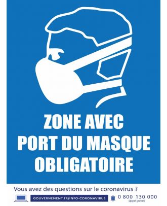 Autocollant zone avec port du masque obligatoire 30 x 40 cm